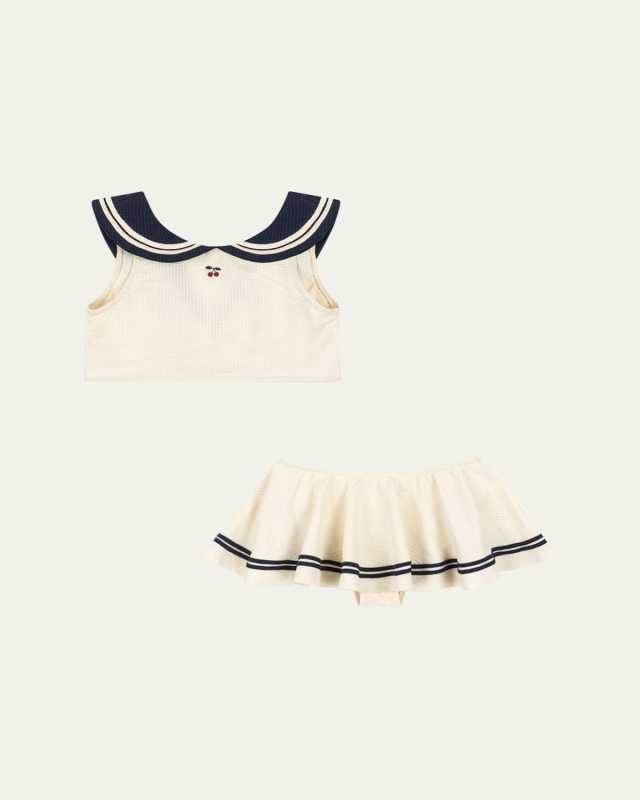 Girl's Sailor Ribbed Bikini, Size 12M
